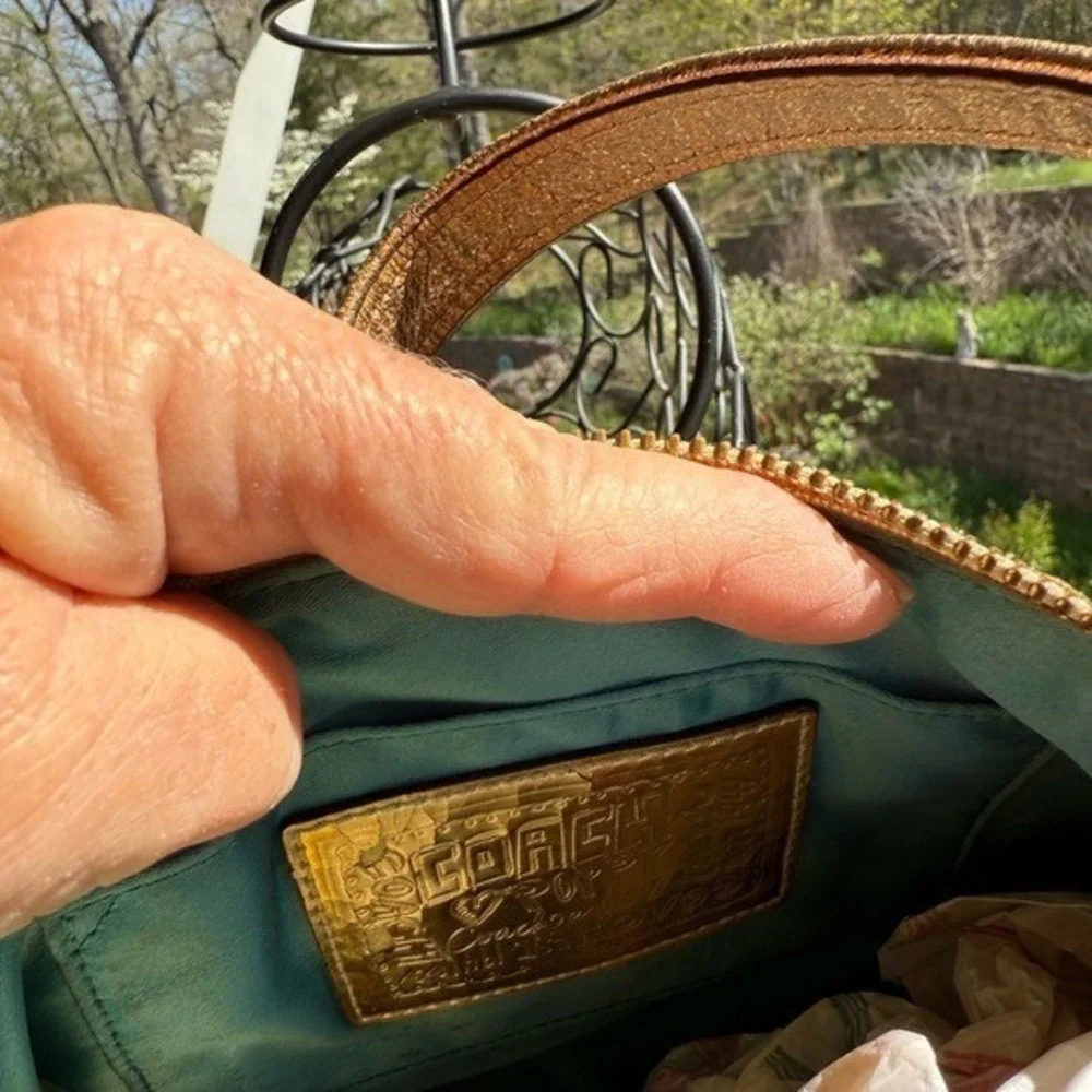 Coach Poppy Signature C Khaki Metallic Gold Shoulder Bag 18635
